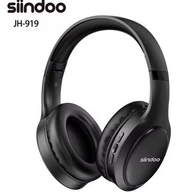 Siindoo JH919 Wireless Bluetooth Headphones in black with adjustable headband and control buttons