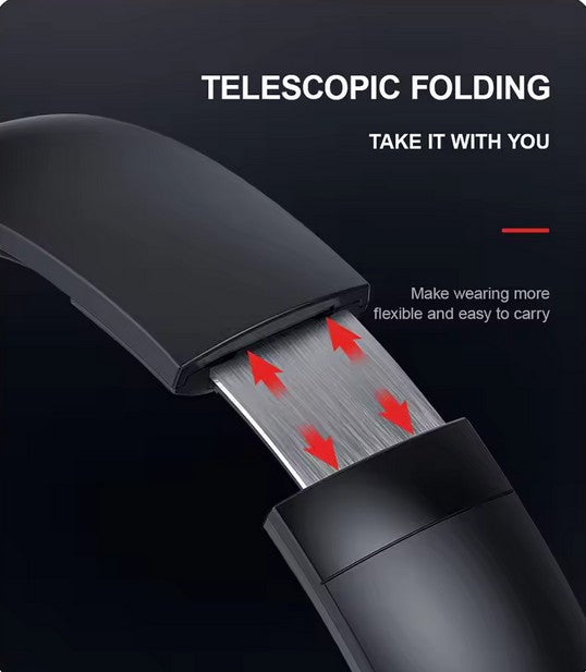 Telescopic folding feature of Siindoo JH919 Wireless Bluetooth Headphones for easy portability.