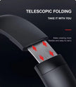 Telescopic folding feature of Siindoo JH919 Wireless Bluetooth Headphones for easy portability.