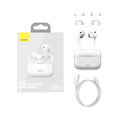 Silent Waterproof Earbuds in a white packaging with charging case and accessories, showcasing true wireless headphones.