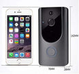 Smart Home Doorbell Vision next to an iPhone, showcasing the doorbell's size and features for home security.