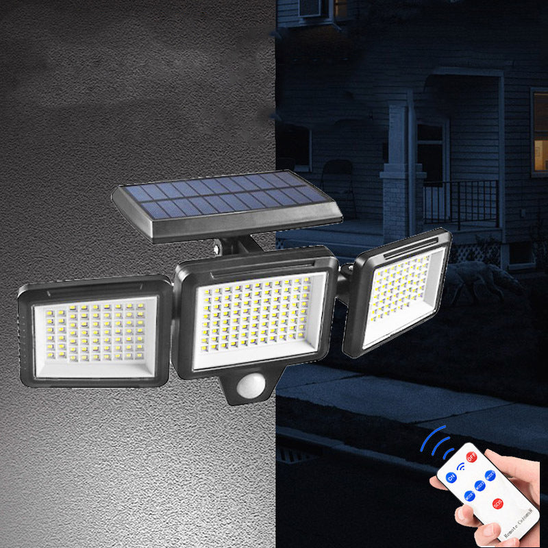 Solar Outdoor Lights, With Remote Control featuring ultra-bright LEDs and solar panel for outdoor illumination.