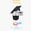Solar Powered Wireless WiFi Surveillance Camera with solar panel, 4G connectivity, and dome design for outdoor use.