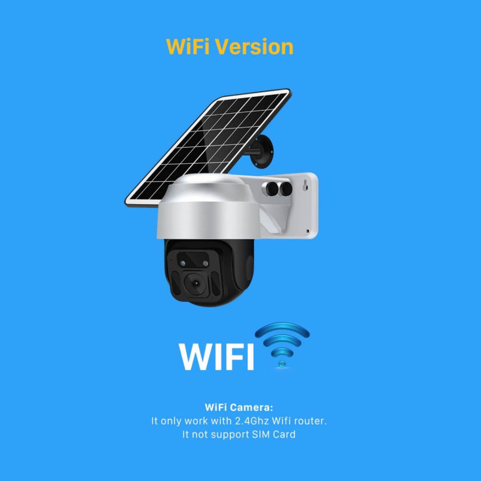 Solar Powered Wireless WiFi Surveillance Camera - WiFi version with solar panel for energy-efficient surveillance.
