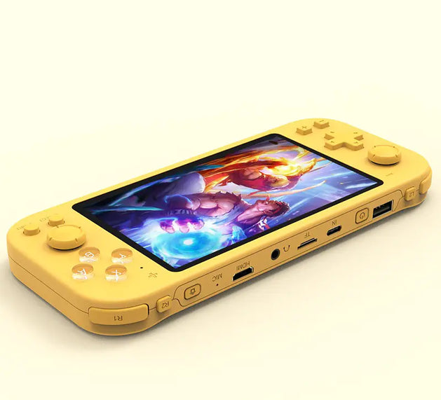 Ultimate Retro Gaming Console showing a yellow PSP handheld game console with a colorful display.