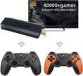Ultra Retro Game Stick 4K with wireless controllers and 40,000+ games displayed on a 4K TV.
