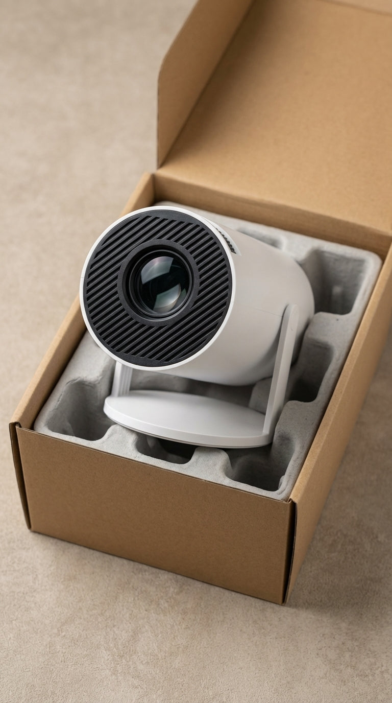 Versatile Portable Mini Projector in packaging, ready for use in various entertainment settings.