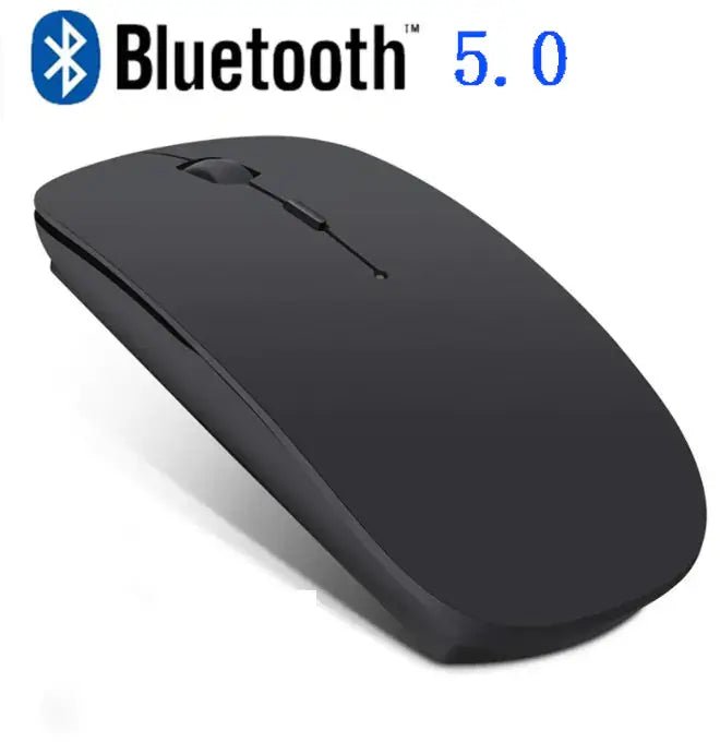 Wireless Bluetooth 5.0 Silent Mouse with sleek design and Bluetooth logo.