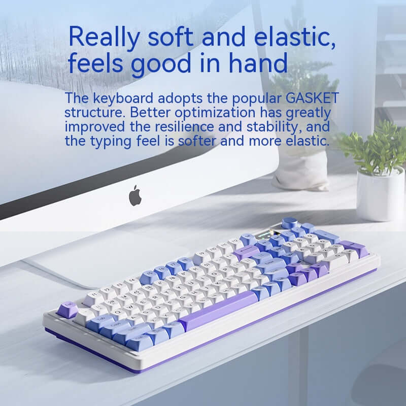 Wireless Bluetooth Mute Keyboard with soft, elastic keys for comfortable typing and a quiet workspace.