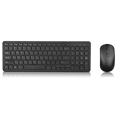 Wireless Keyboard and Mouse Set featuring a sleek black design for a tidy workspace.