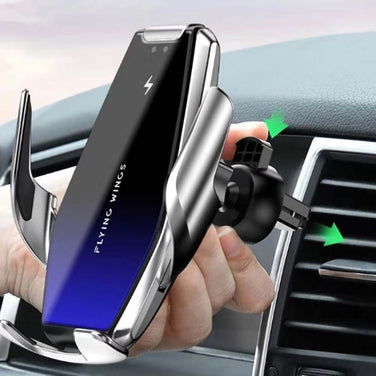 Wireless Mobile Phone Charger for Your Car mounted in vehicle air vent, providing hands-free charging.