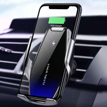 Wireless Mobile Phone Charger for Your Car with smartphone displaying full charge indicator
