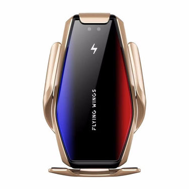 Wireless Mobile Phone Charger for Your Car in sleek design with automatic clamp and wireless charging feature.