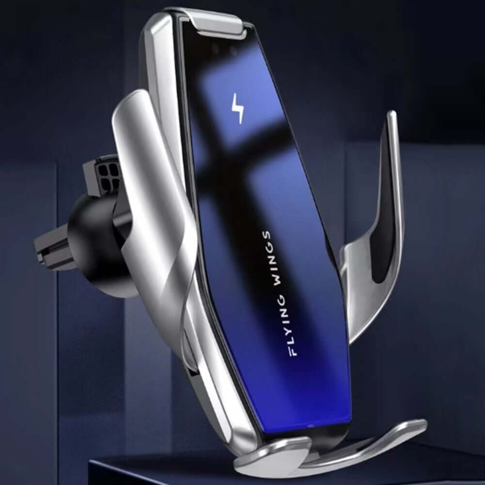 Wireless Mobile Phone Charger for Your Car: automatic charging mount with sleek design for hands-free use.