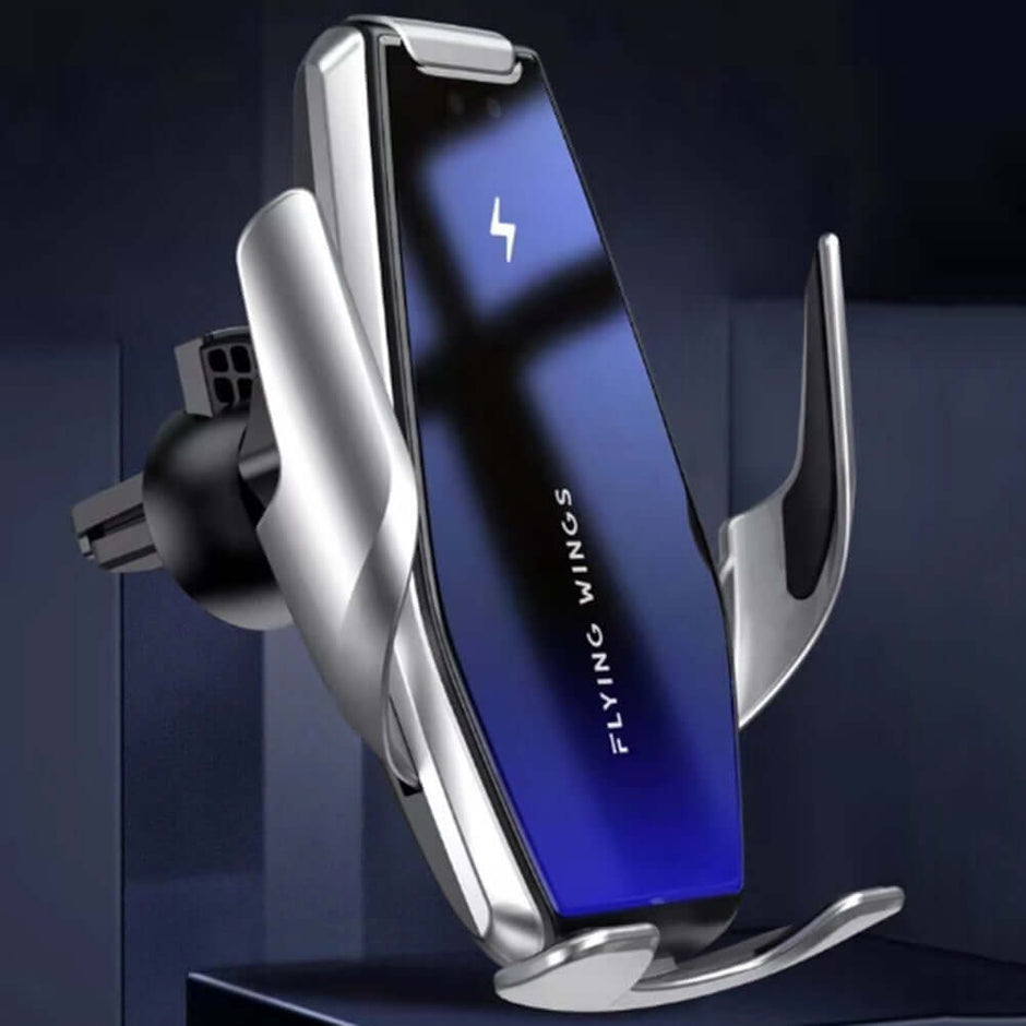 Wireless Mobile Phone Charger for Your Car: automatic charging mount with sleek design for hands-free use.